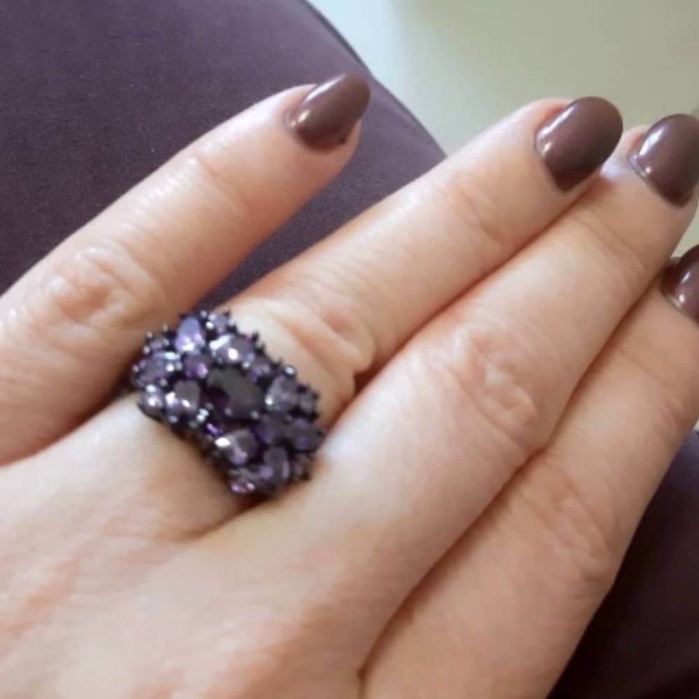 New 18K Black Gold Amethyst Ring - Picture 7 of 8
